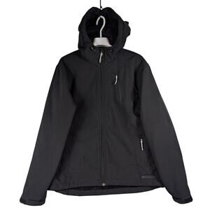 Double Diamond Jacket Black Full Zip Soft Shell Outdoor Women’s Size Medium USED